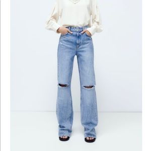 Zara Full Length Ripped Jeans